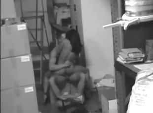 Hot sexy babe sucking and fucking her pussy in the warehouse