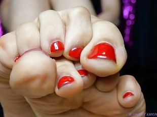 Sweat small feet goddess worship sweet lucifer italina mistress red toenail polish femdom