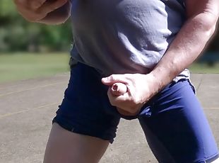 Playing basketball on a public court with my dick on display