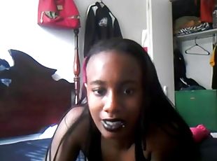 negra-ebony, adolescente, negra, locura, medias, dormitorio, webcam, con-piercings, culazo, a-solas