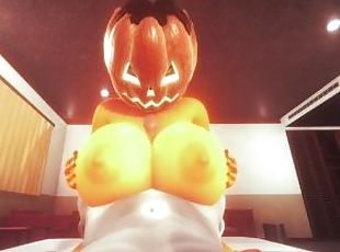 Pumpkin girl gets stuffed for halloween