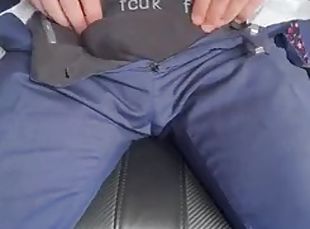 Daddy in suit and boots bulges and strokes my hard cock