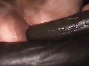 Wet hole gets a huge dildo