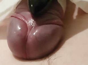Penis milking with vibrator taped
