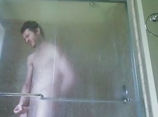 bañando, masturbación, orgasmo, amateur, chorro-de-corrida, gay, corrida, ducha, a-solas, musculada