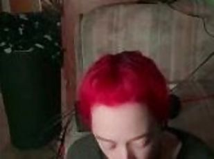 emo redhead extracts every drop of cum and swallows