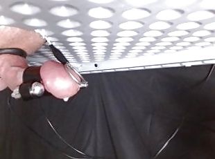 On my milking table performing painful pleasurable electro shock torture on my dick!