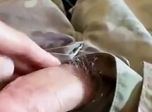 Soldier plays with dick in uniform, part 2