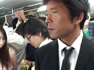 Hot Japanese girl gettting fucked deep in the bus