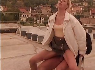 Date on the roof with a blonde chick ends in a rough pounding