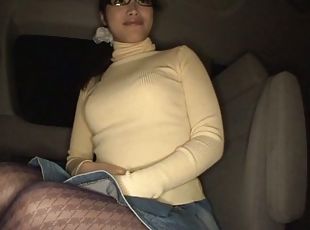 Japanese Girl in Glasses Miku Sunohara Blowjobs in the Car