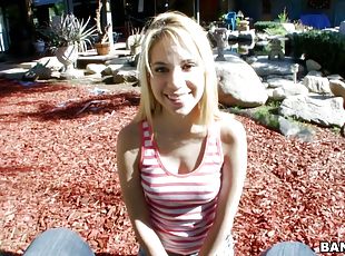 Petite blonde knows how to jerk a guy off