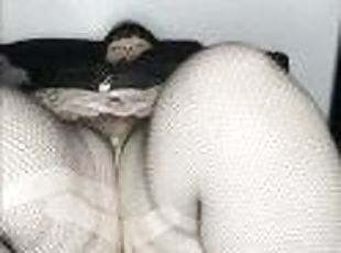 fishnets ripped, easy access to my clit