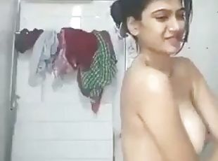 asiático, bañando, indio, ducha