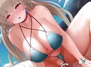 groß-titten, erotisch-mutti, blondine, anime, hentai, 3d, große-brüste