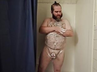 mandi, ayah, berambut, mastubasi, amatir, cumshot-keluarnya-sperma, penis-besar, gemuk, mandi-shower, seorang-diri