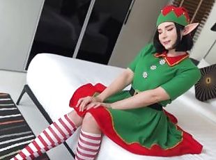Gift from Christmas Elf - Hot Blowjob and Sex with Cum on Wet Pussy POV