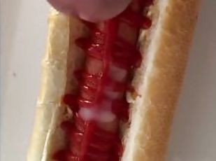 I eat a hotdog with cum