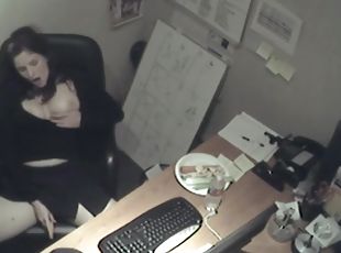 Naughty office teen enjoys solo masturbation