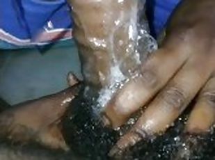 SLOPPY MOUTH EBONY TEEN GOES BANANAS ON GORILLA DICK WITH BUBBLES AND SPIT!!!!!!!