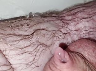 Close up jerking off uncut dick and getting a lot of cum through my tight foreskin