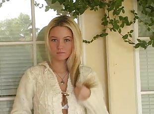 Blonde Hottie Alison Angel Plays with Her Pussy Outdoors