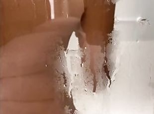 bañando, coño-pussy, pareja, ducha, húmedo, tetitas