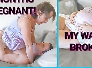 9 Month Pregnant MILF Fucked - Water Breaks & Goes Into Labor On Labor Day!