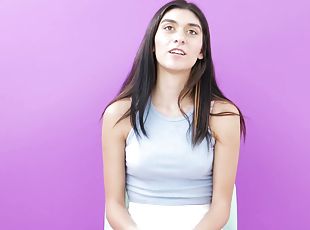 Sexy Brunette Has Intense Orgasm At Interview