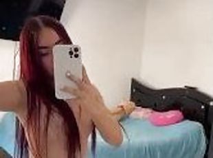 Big ass Colombian redhead dances horny in the mirror