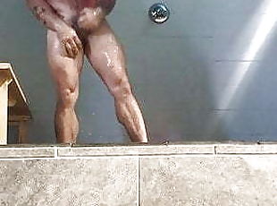 banhos, peluda, pénis-grande, gay, americano, chuveiro