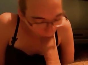 Girlfriend with Glasses Performs Fellatio