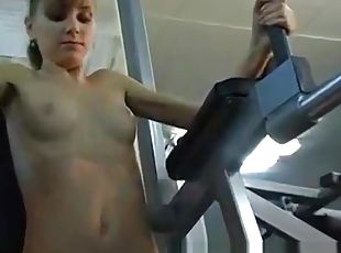 Three girls naked in the gym
