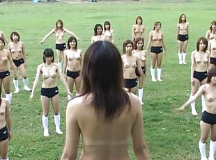 Thirty Half-Naked Asian Babes Exercising Outdoors