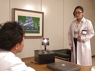 asiatisk, briller, sygeplejerske, kontor, læge, hardcore, japans, uniform, realitet