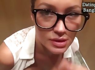 Busty secretary with hot body likes to be fucked in elevator