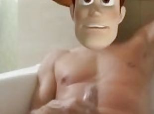 Woody strokes cock in the shower