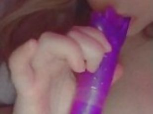 I suck my dildo and fuck myself in front of you