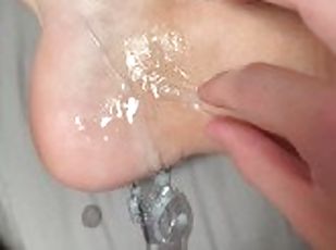 Barely legal boy jerks off and bursts his thick load on his food (HOT THICK CUM)