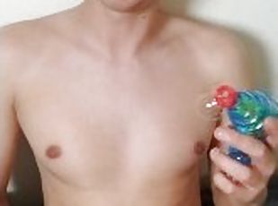 Blowing bubbles and jerking my hard cock off