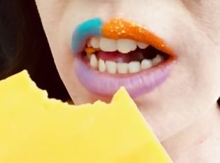 ASMR Sensually Eating Sliced Cheddar Cheese Sexy Mouth Close Up Fetish by Pretty MILF Jemma Luv