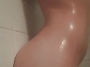 pantat, mandi, payudara-besar, sayang, remaja, sudut-pandang, mandi-shower, putih, basah