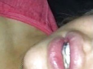 Stepsister talking dirty as I cum on her pretty face