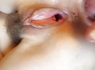 CLOSE UP PUSSY HOLE PENETRATION - HAIRY ARMPITS and BUSH -pussy juice from rubbing clit -CUM ON BUSH