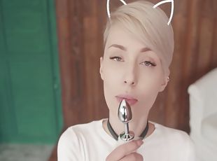 anal, jouet, bdsm, blonde, kinky, solo, tatouage, taquinerie