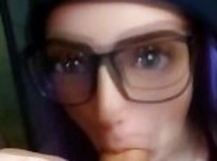 3D Cartoon Girl Sucks My Cock On Snapchat  Purple Hair with Glasses