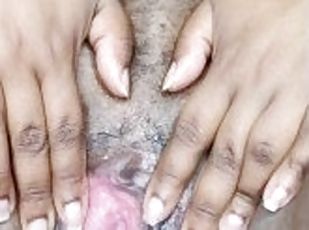 Meet Bunni! Ebony meaty creamy pussy wet during lingerie try on!