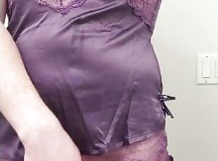 Cute trans redhead in purple lingere wants you to suck her off