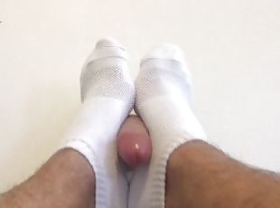 fødder, synsvinkel, knepning-fucking, dildo, fetish, fodjob, hvid, pik