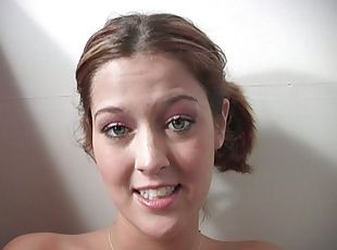 Crazy Girl in Pigtails Throats a Cock in a Gloryhole